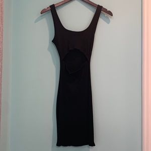 Mini Black Bodycon Dress with Front Keyhole Cutout